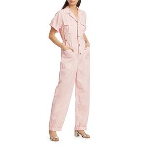A.L.C. Petra Morganite Pastel Pink Short Sleeve Jumpsuit
